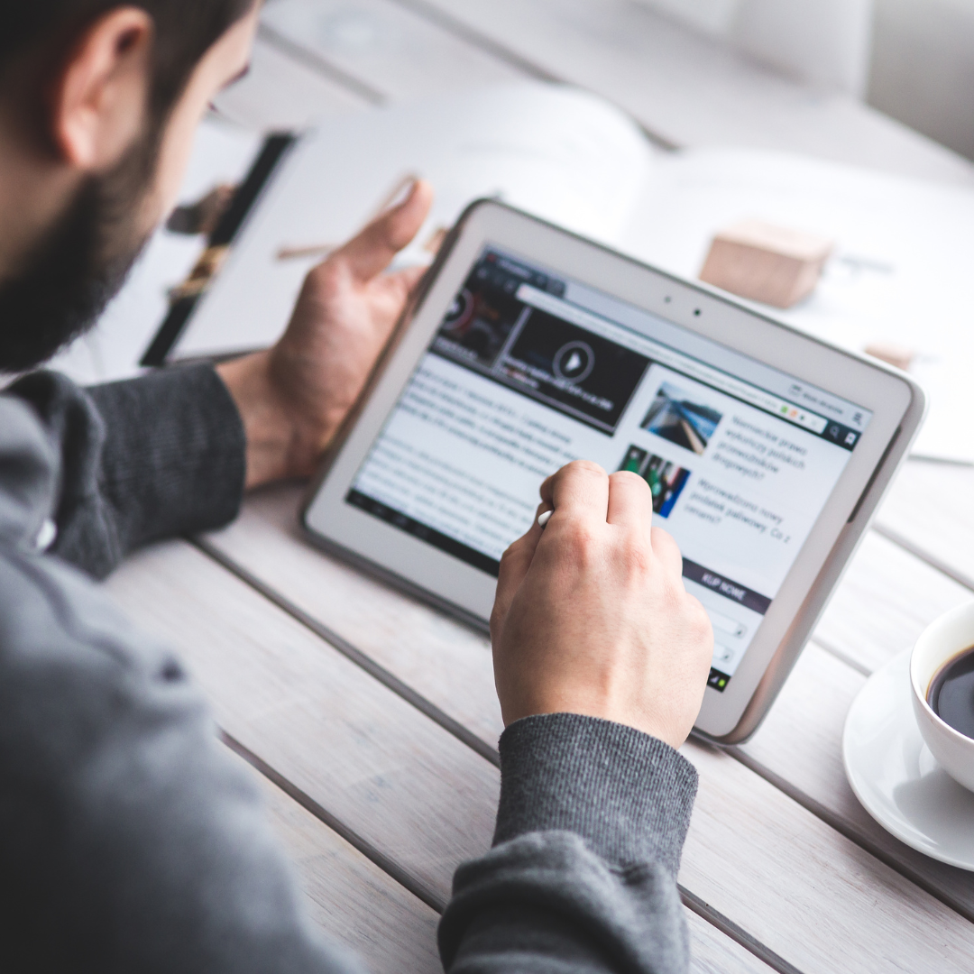 Social media marketing services and digital content strategy on tablet